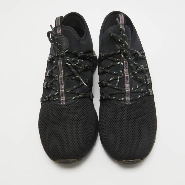 Pre Owned Louis Vuitton Black Mesh and Nylon Fastlane Low Top Sneakers Size 43