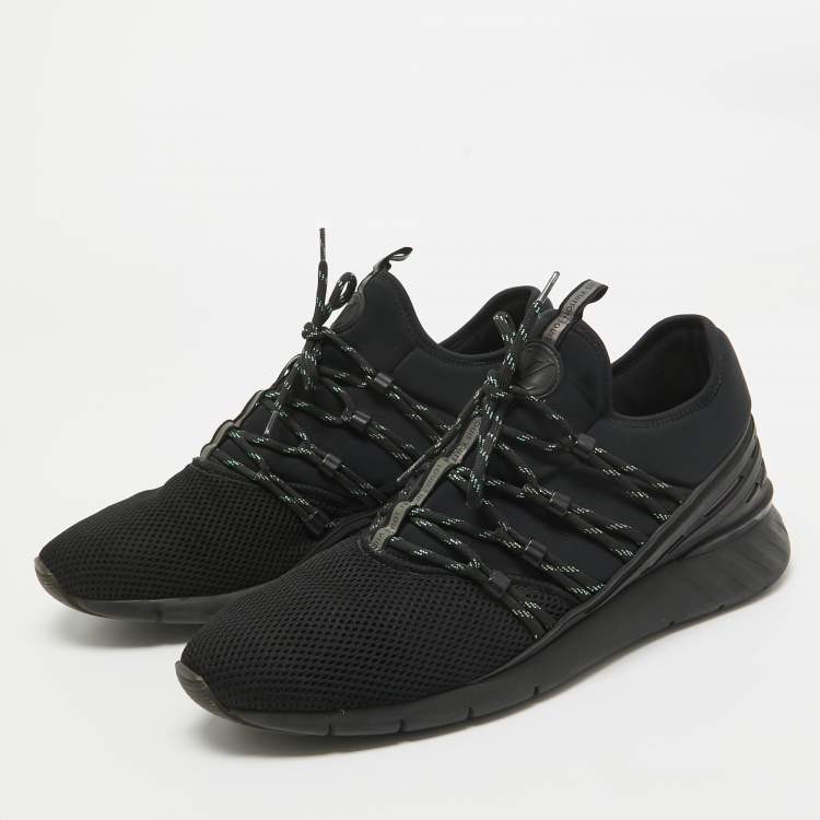 Pre Owned Louis Vuitton Black Mesh and Nylon Fastlane Low Top Sneakers Size 43