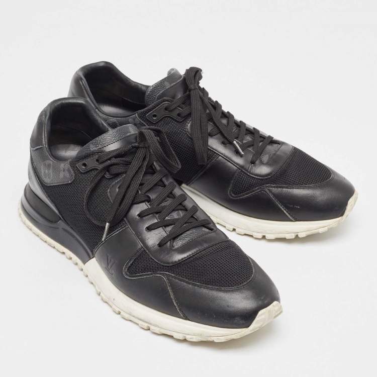 مملوكة مسبقًا Louis Vuitton Black Monogram Canvas and Leather Run Away Sneakers Size 43.5