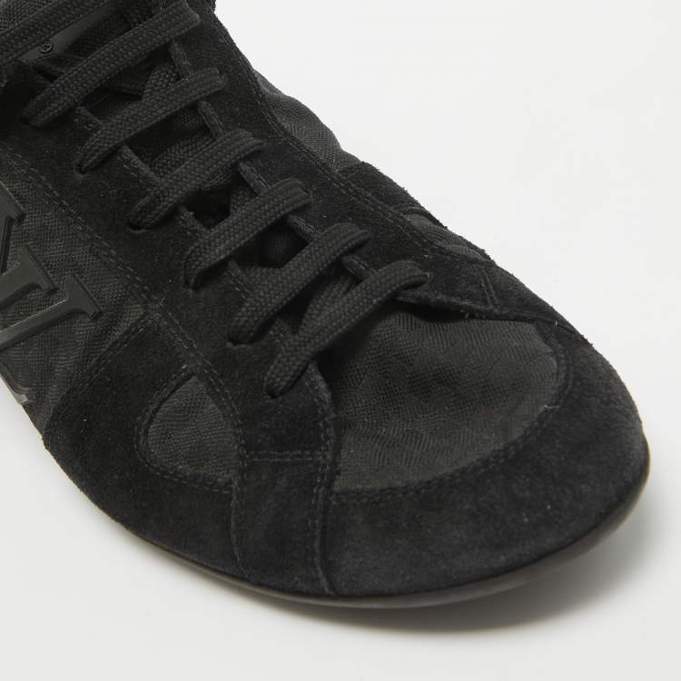 مملوكة مسبقًا Louis Vuitton Black Petit Damier Canvas and Suede Vibes Sneakers Size 41.5