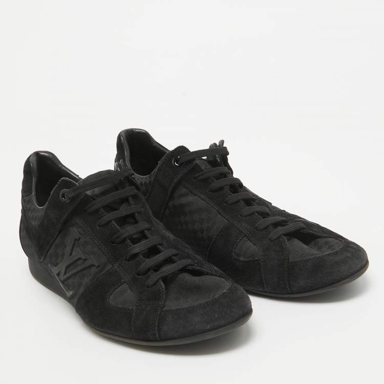 مملوكة مسبقًا Louis Vuitton Black Petit Damier Canvas and Suede Vibes Sneakers Size 41.5