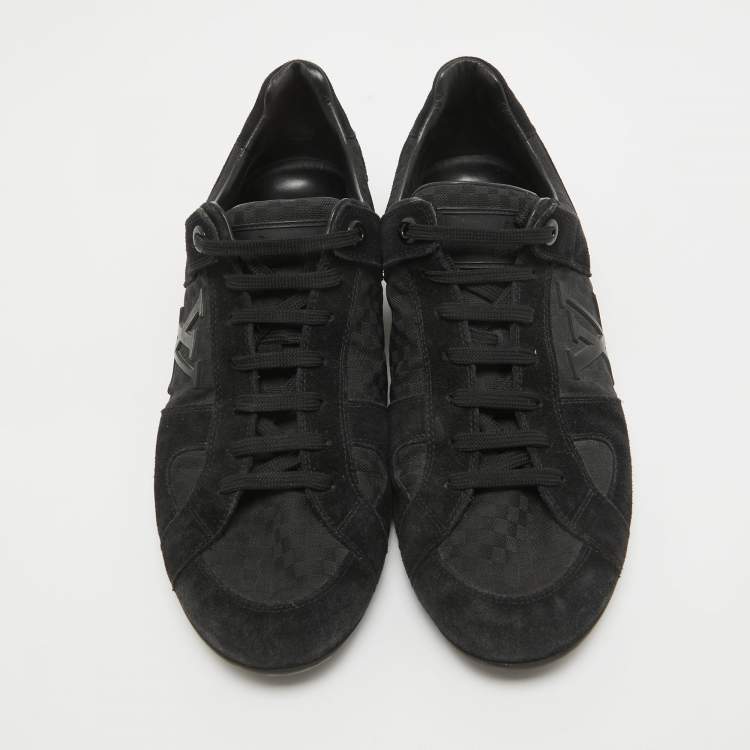 مملوكة مسبقًا Louis Vuitton Black Petit Damier Canvas and Suede Vibes Sneakers Size 41.5