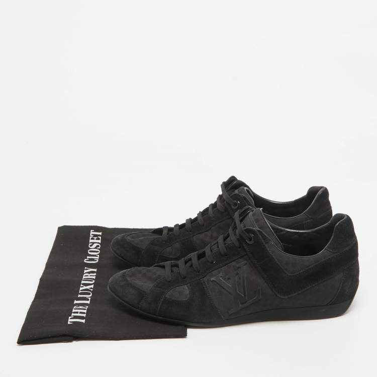 مملوكة مسبقًا Louis Vuitton Black Petit Damier Canvas and Suede Vibes Sneakers Size 41.5