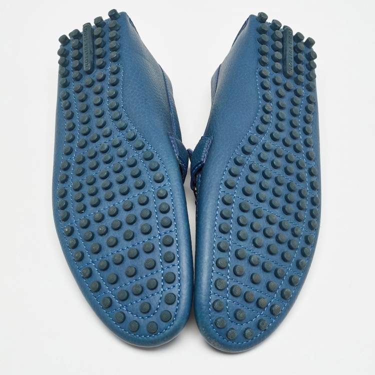 مملوكة مسبقًا Louis Vuitton Blue Leather Hockenheim Slip On Loafers Size 42