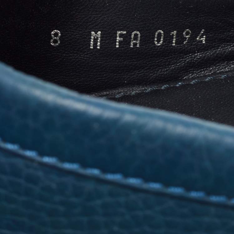 مملوكة مسبقًا Louis Vuitton Blue Leather Hockenheim Slip On Loafers Size 42