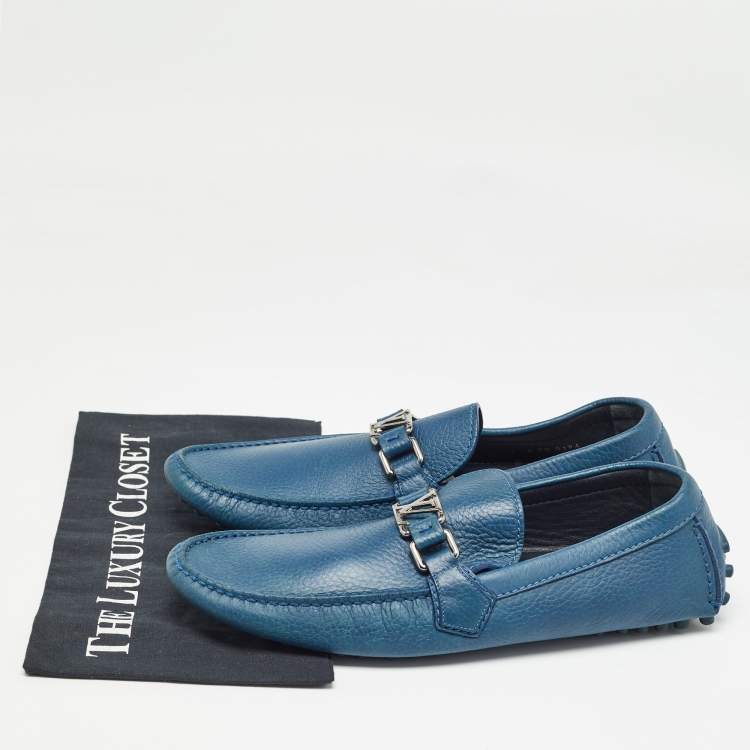 مملوكة مسبقًا Louis Vuitton Blue Leather Hockenheim Slip On Loafers Size 42