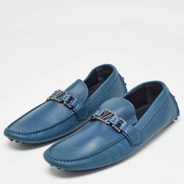 مملوكة مسبقًا Louis Vuitton Blue Leather Hockenheim Slip On Loafers Size 42