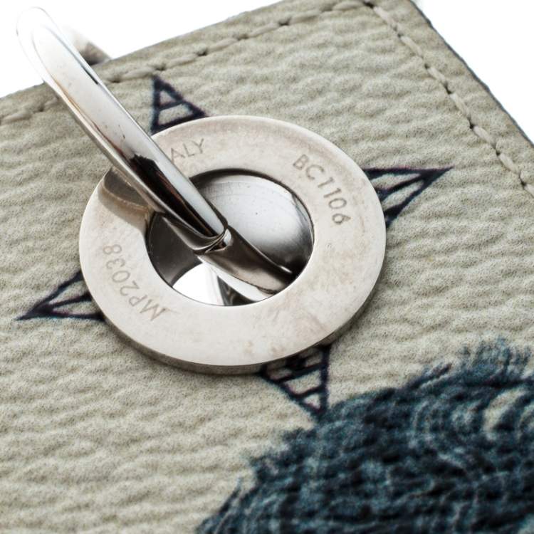 Pre Owned Louis Vuitton Blue Savane Canvas Chapman Brothers Lion/Elephant Silver Tone Key Holder / Keychain