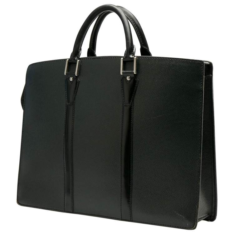 Pre Owned Louis Vuitton Black Taiga Leather Lozan Briefcase