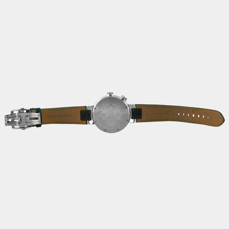 Pre Owned Louis Vuitton Tambour Q1031 Automatic Black Stainless Steel Men's Wristwatch 44 mm