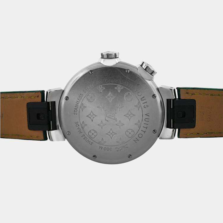Pre Owned Louis Vuitton Tambour Q1031 Automatic Black Stainless Steel Men's Wristwatch 44 mm