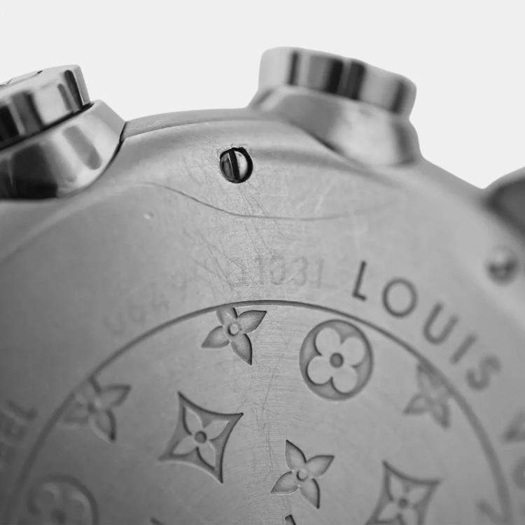 Pre Owned Louis Vuitton Tambour Q1031 Automatic Black Stainless Steel Men's Wristwatch 44 mm