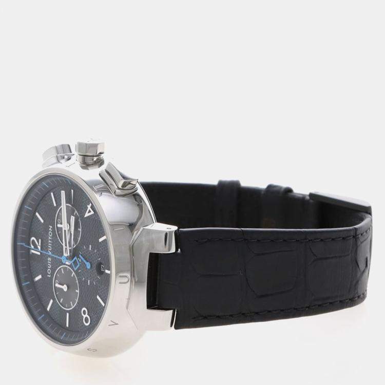 Pre Owned Louis Vuitton Tambour QA094 Quartz Stainless Steel Men's Wristwatch 44 mm
