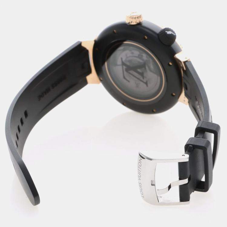Pre Owned Louis Vuitton Tambour Street Diver QA123 Automatic Rose Gold Stainless Steel Men's Wristwatch 44 mm