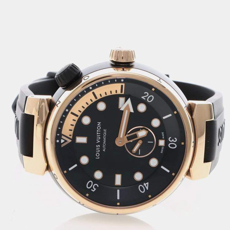 Pre Owned Louis Vuitton Tambour Street Diver QA123 Automatic Rose Gold Stainless Steel Men's Wristwatch 44 mm