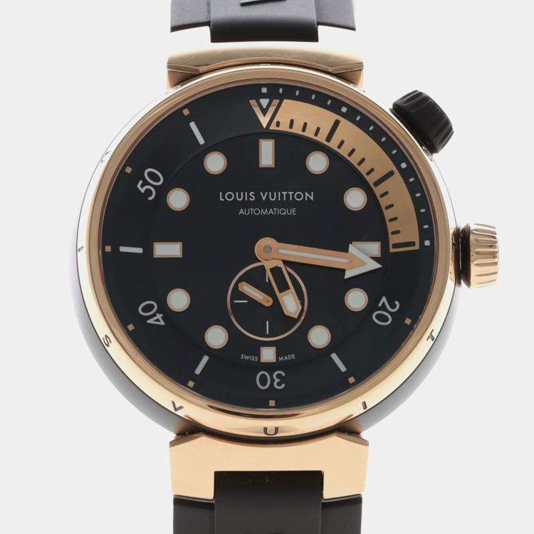 Pre Owned Louis Vuitton Tambour Street Diver QA123 Automatic Rose Gold Stainless Steel Men's Wristwatch 44 mm