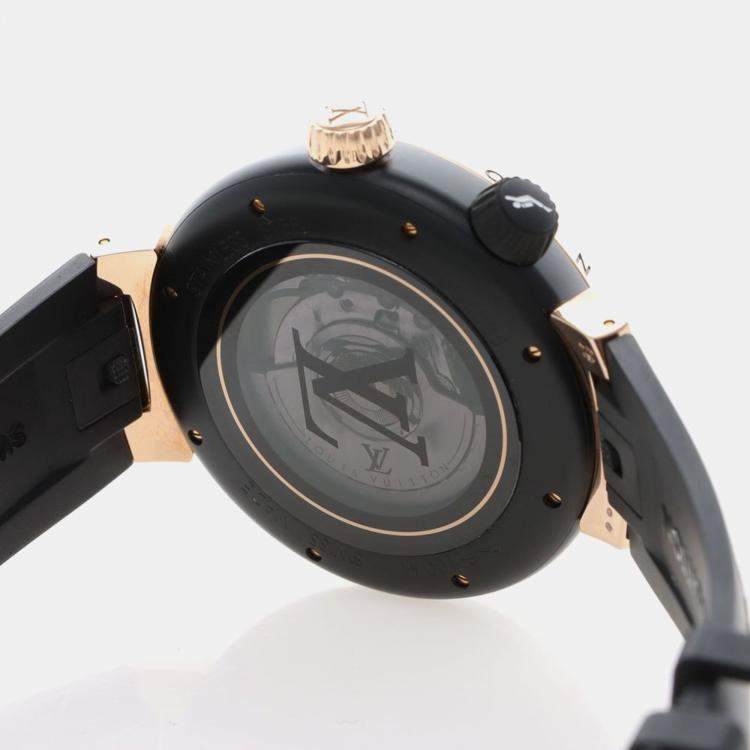 Pre Owned Louis Vuitton Tambour Street Diver QA123 Automatic Rose Gold Stainless Steel Men's Wristwatch 44 mm