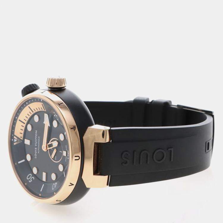 Pre Owned Louis Vuitton Tambour Street Diver QA123 Automatic Rose Gold Stainless Steel Men's Wristwatch 44 mm