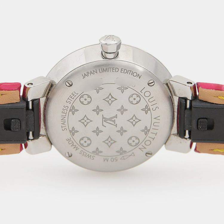 مملوكة مسبقًا Louis Vuitton Tambour Slim QA146 Quartz Stainless Steel Diamond Women's Wristwatch 28mm