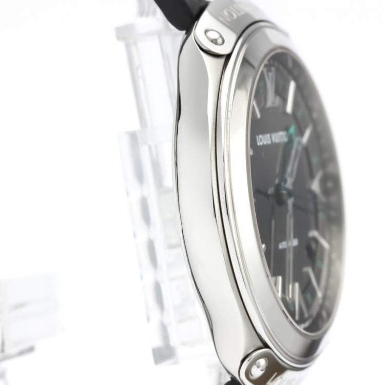 Pre Owned Louis Vuitton Gray Stainless Steel Fifty Five GMT Automatic Q6D30 Men's Wristwatch 41 MM