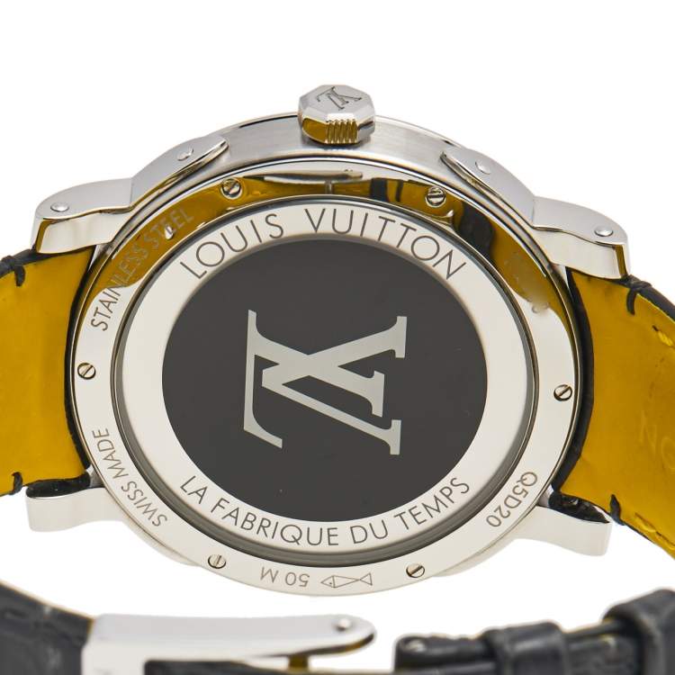 Pre Owned Louis Vuitton Multicolor Stainless Steel Alligator Escale Timezone Q5D20 Men's Wristwatch 39 mm