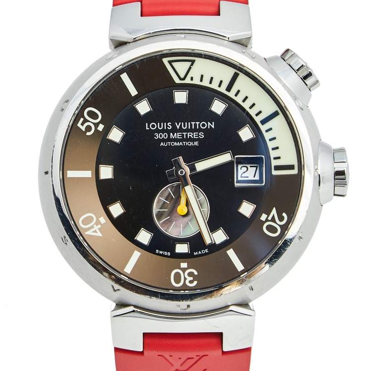 Pre Owned Louis Vuitton Multicolor Stainless Steel Rubber Diving Tambour Q1031 Men's Wristwatch 44 mm 