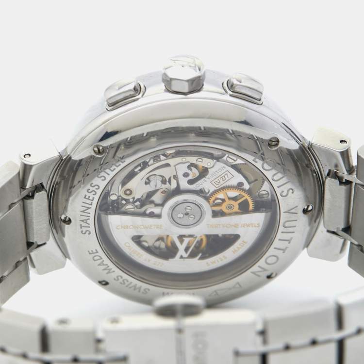 Pre Owned Louis Vuitton Champagne Stainless Steel Tambour  Q1142 Men's Wristwatch 41 mm