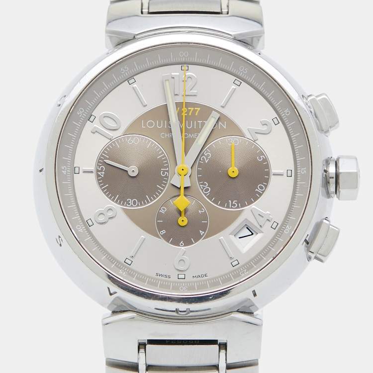 Pre Owned Louis Vuitton Champagne Stainless Steel Tambour  Q1142 Men's Wristwatch 41 mm