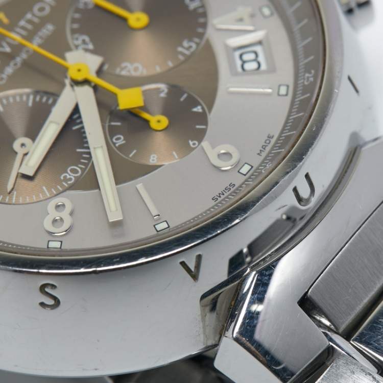 Pre Owned Louis Vuitton Champagne Stainless Steel Tambour  Q1142 Men's Wristwatch 41 mm