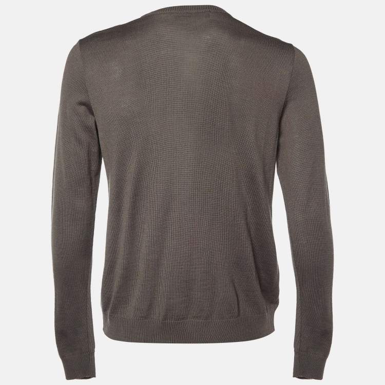 Pre Owned Love Moschino Brown Love Pattern Wool Knit Sweater L