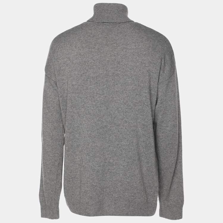 Pre Owned Love Moschino Grey Rib Knit Turtle Neck Sweater L