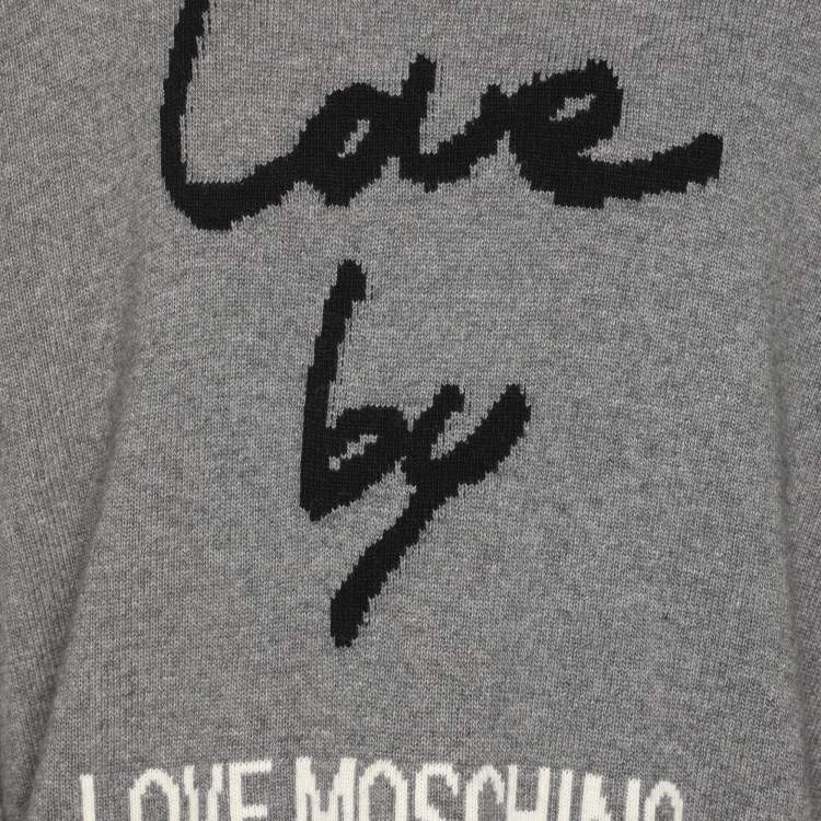 Pre Owned Love Moschino Grey Rib Knit Turtle Neck Sweater L