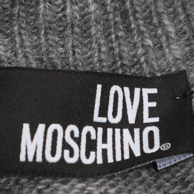 Pre Owned Love Moschino Grey Rib Knit Turtle Neck Sweater L