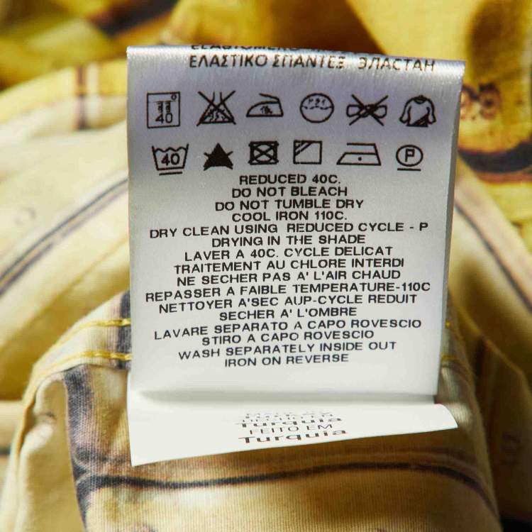 Pre Owned Love Moschino Yellow Gold Bar Print Cotton Long Sleeve Shirt L