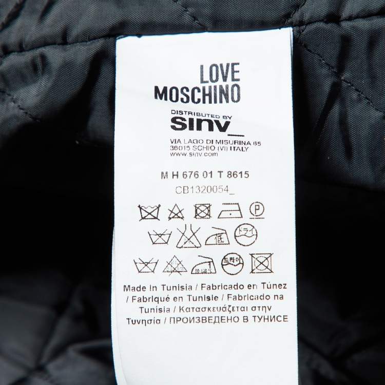 Pre Owned Love Moschino Black Wool Blend Zip Detail Hoodie Jacket L
