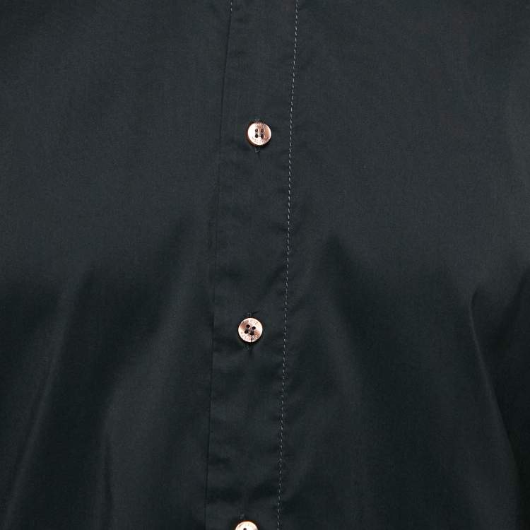Pre Owned Love Moschino Black Cotton Button Front Shirt XXL