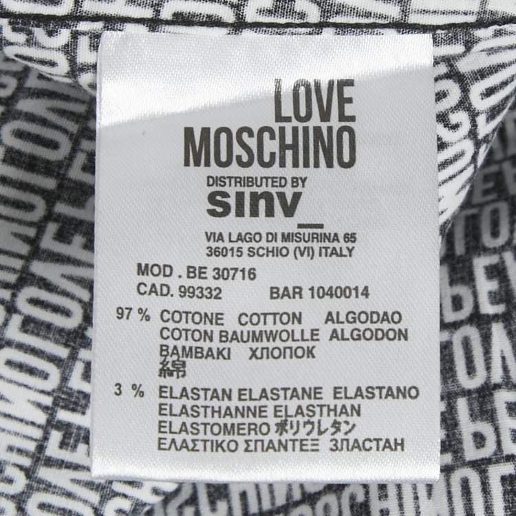 Pre Owned Love Moschino Black Logo All Over Cotton Shirt M