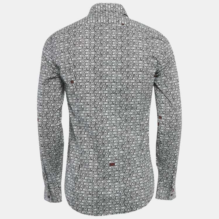 Pre Owned Love Moschino Black Logo All Over Cotton Shirt M