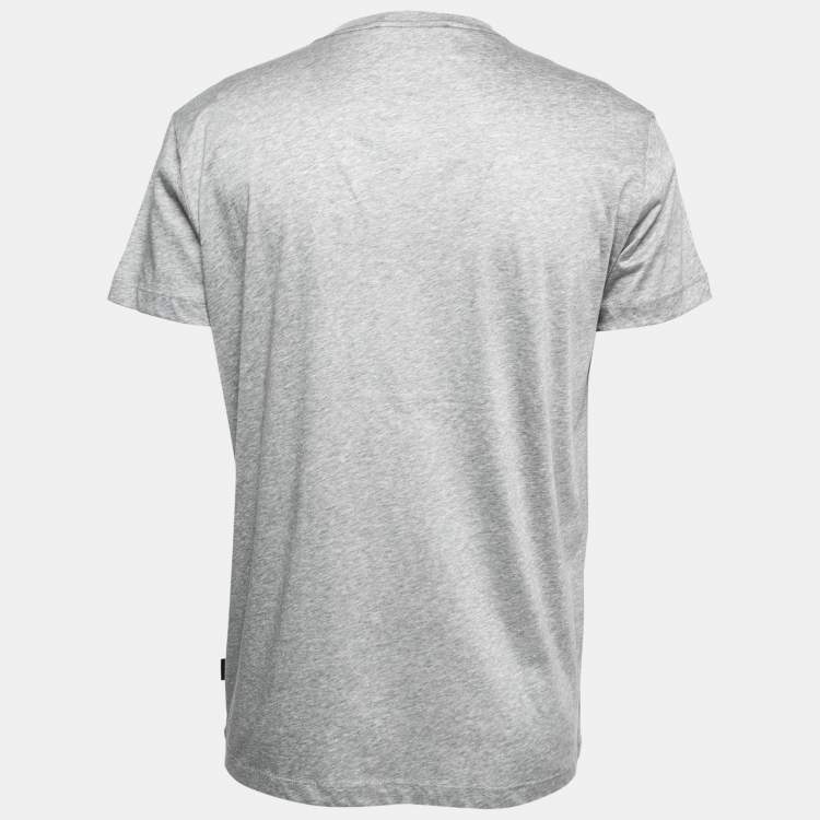 Pre Owned Love Moschino Grey Shield Print Cotton Crew Neck T-Shirt L
