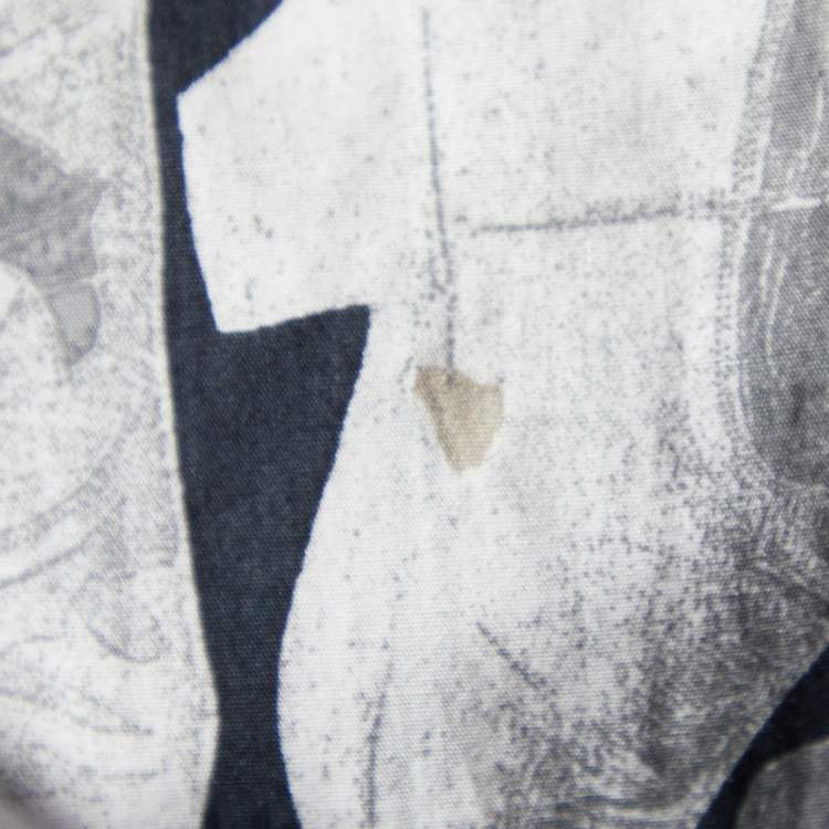 Pre Owned Love Moschino Grey Boots Print Poplin Shirt XL