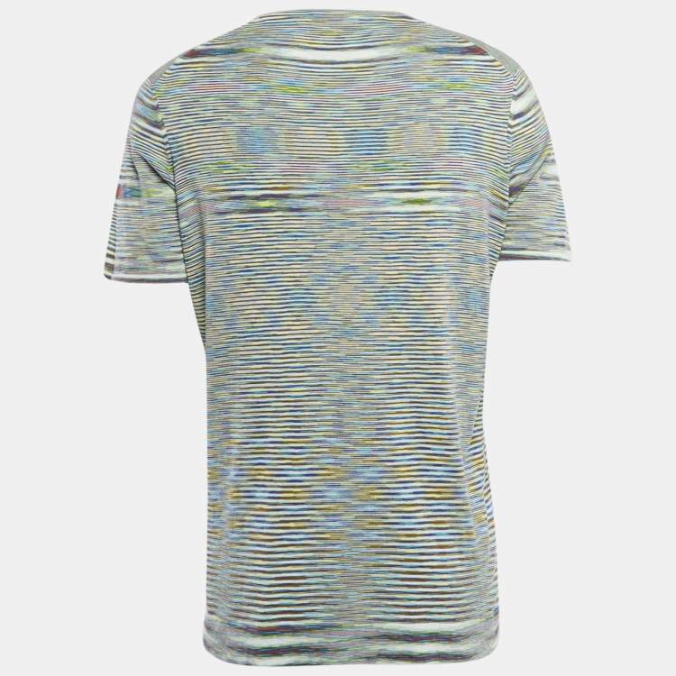 Pre Owned Missoni Multicolor Striped Cotton Crew Neck T-Shirt L