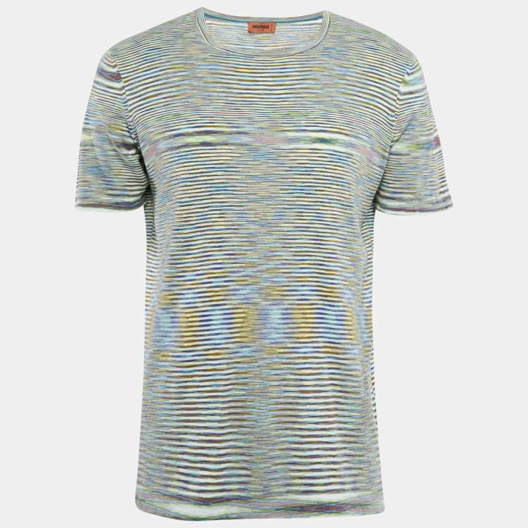 Pre Owned Missoni Multicolor Striped Cotton Crew Neck T-Shirt L