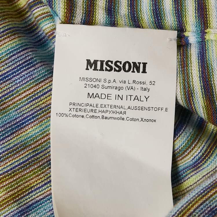 Pre Owned Missoni Multicolor Striped Cotton Crew Neck T-Shirt L
