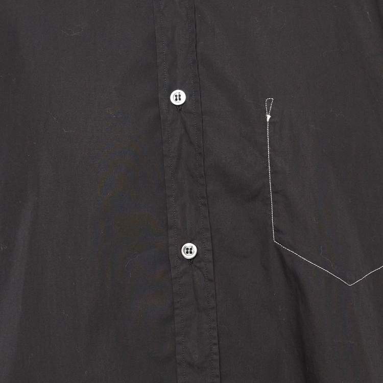 Pre Owned Maison Martin Margiela Black Contrast Seam Cotton Shirt XXL