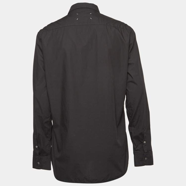 Pre Owned Maison Martin Margiela Black Contrast Seam Cotton Shirt XXL
