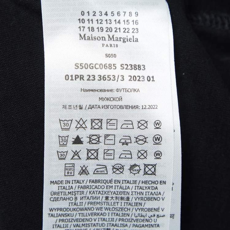 Pre Owned Maison Martin Margiela Black Printed Cotton Crew Neck T-Shirt XL