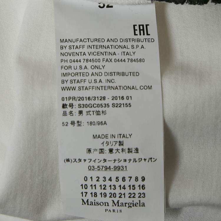 Pre Owned Maison Martin Margiela White Contrast Print Jersey Crew Neck-T-Shirt XL