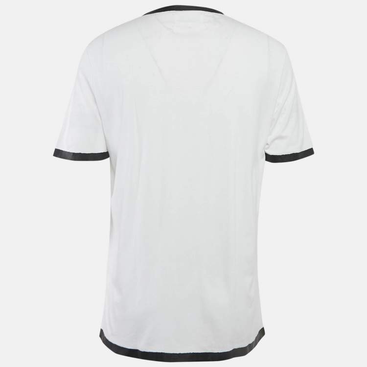 Pre Owned Maison Martin Margiela White Contrast Print Jersey Crew Neck-T-Shirt XL