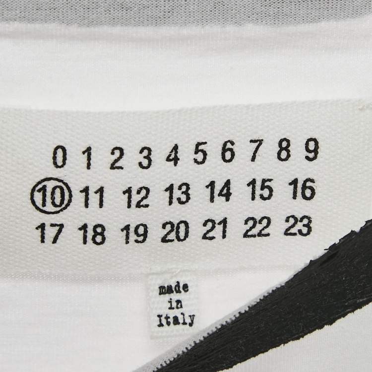 Pre Owned Maison Martin Margiela White Contrast Print Jersey Crew Neck-T-Shirt XL