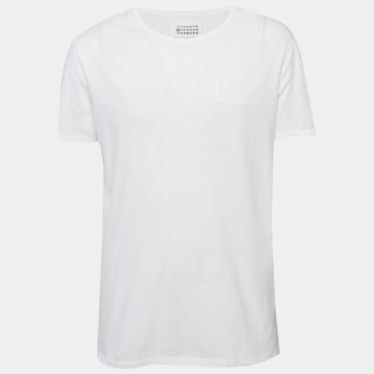 Pre Owned Maison Martin Margiela White Jersey Crewneck T-Shirt XL
